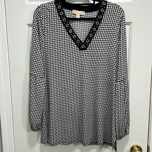 Michael Kors Long Sleeves V-Neck Blouse Top Womens Size L